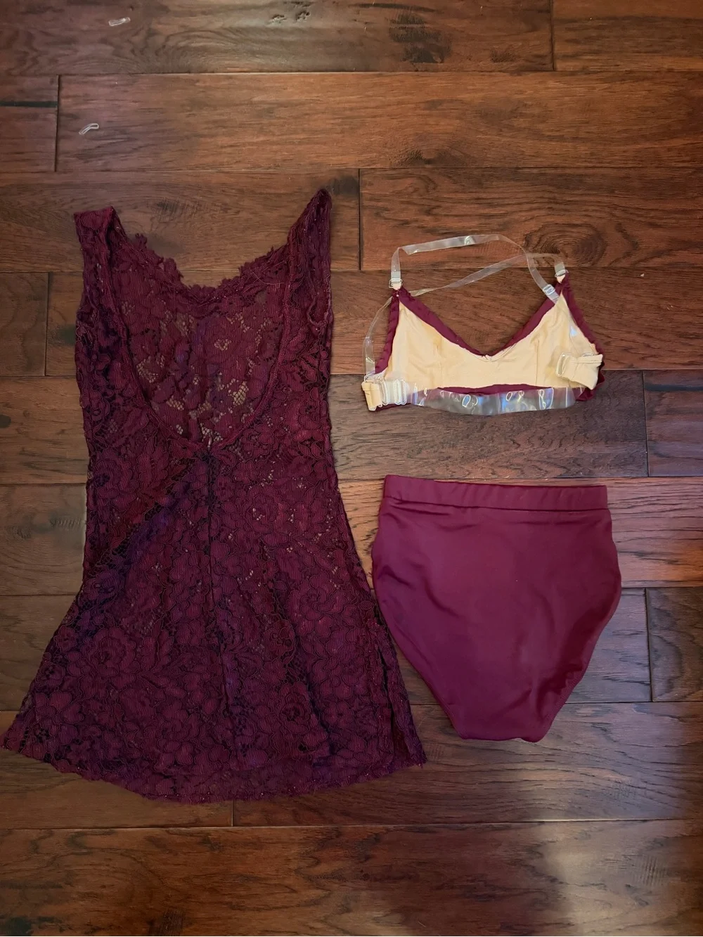 Dance Costume - maroon lace (CM/CL)